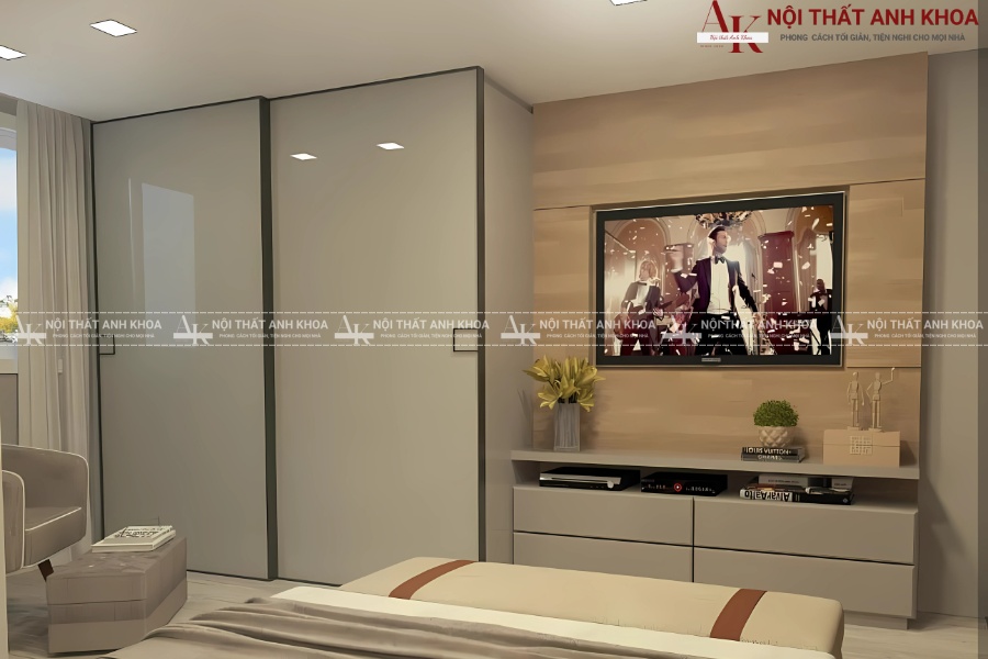 Mẫu tủ quần áo kết hợp kệ tivi cánh lùa tiện lợi Mẫu tủ quần áo kết hợp kệ tivi cánh lùa tiện lợi