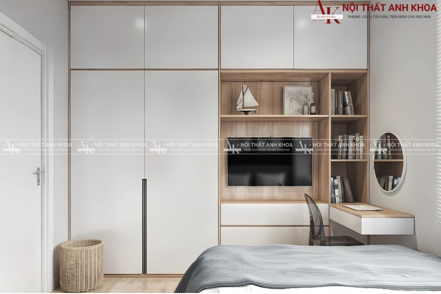 Mẫu tủ quần áo kết hợp kệ tivi đa năng kèm bàn làm việc/Bàn trang điểm Mẫu tủ quần áo kết hợp kệ tivi đa năng kèm bàn làm việc/Bàn trang điểm