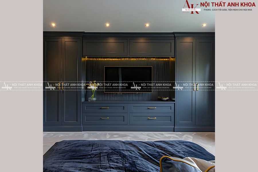 Tủ áo kết hợp kệ tivi - Tối ưu không gian phòng ngủ Tủ áo kết hợp kệ tivi - Tối ưu không gian phòng ngủ