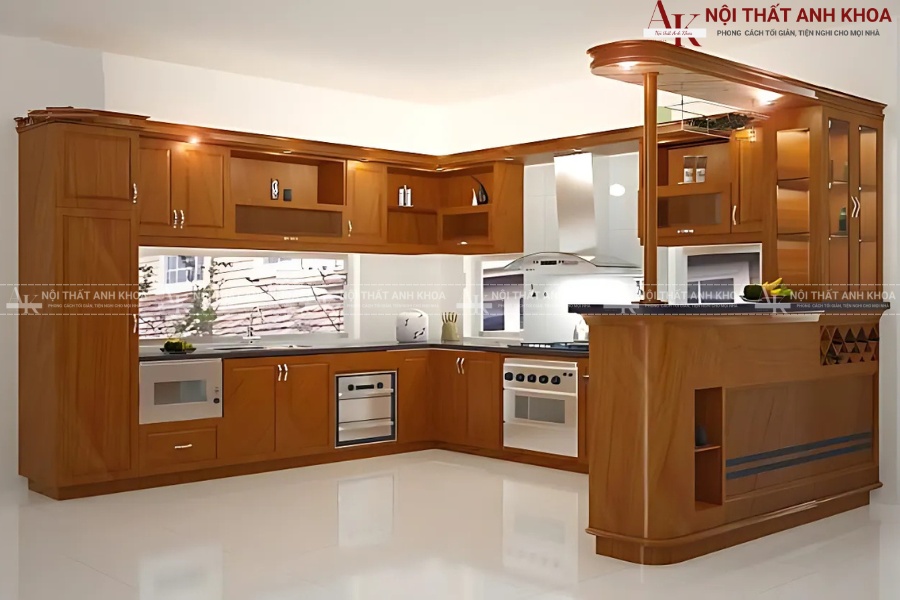 Tủ bếp quầy bar bằng gỗ - Điểm nhấn độc đáo cho không gian bếp Tủ bếp quầy bar bằng gỗ - Điểm nhấn độc đáo cho không gian bếp