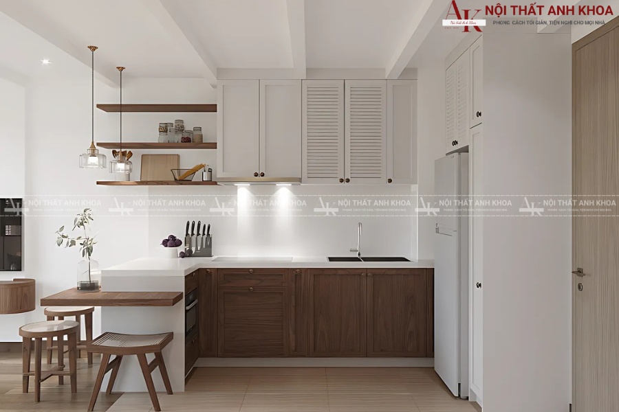 Tủ bếp quầy bar gỗ MDF phủ Melamine đẹp hiện đại Tủ bếp quầy bar gỗ MDF phủ Melamine đẹp hiện đại