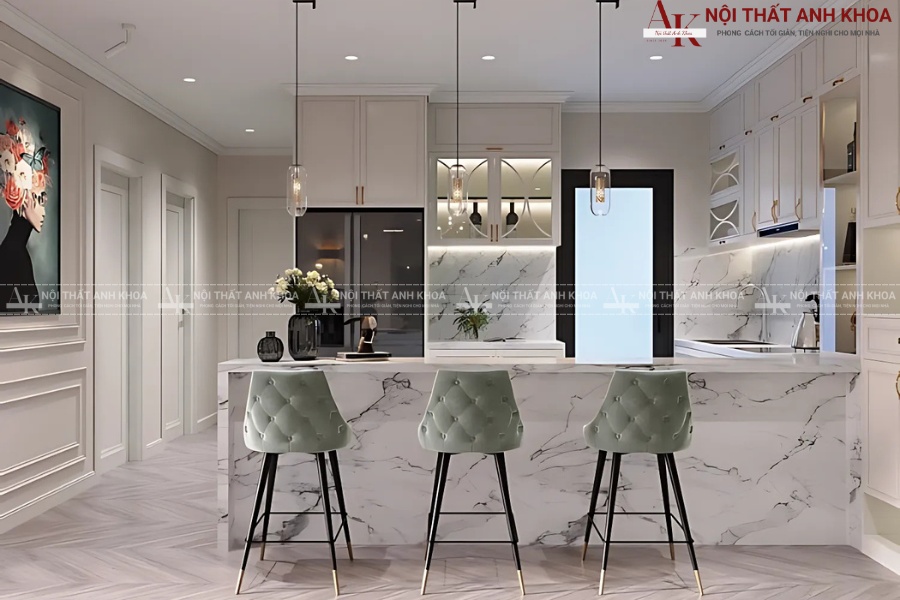 Tủ bếp quầy bar gỗ kết hợp mặt đá - Xu hướng thiết kế hiện đại Tủ bếp quầy bar gỗ kết hợp mặt đá - Xu hướng thiết kế hiện đại