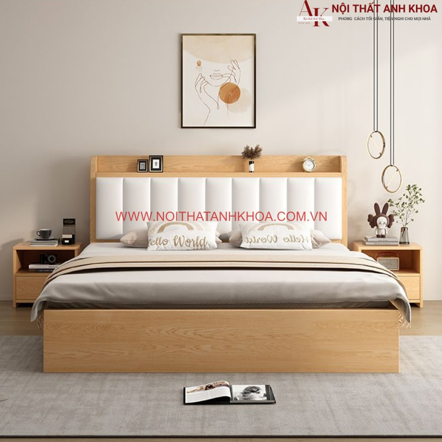 Giường ngủ hiện đại gỗ công nghiệp đầu bọc nệm cao cấp, sang trọng Giường ngủ hiện đại gỗ công nghiệp đầu bọc nệm cao cấp, sang trọng