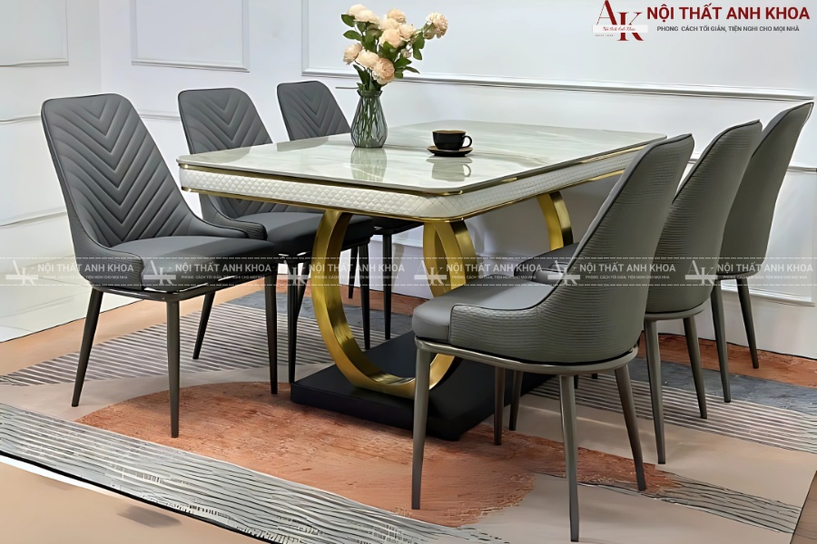 Bàn ăn mặt đá chân sắt - Bền đẹp, phong cách công nghiệp Bàn ăn mặt đá chân sắt - Bền đẹp, phong cách công nghiệp