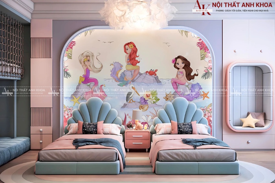 Phòng ngủ bé gái đẹp xinh với phong cách trang trí hiện đại Phòng ngủ bé gái đẹp xinh với phong cách trang trí hiện đại