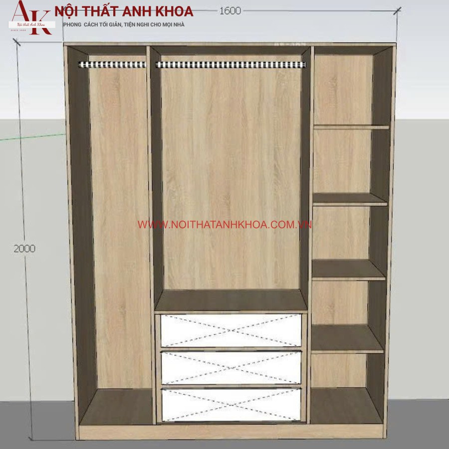 Tủ quần áo không cánh gỗ công nghiệp MDF giá tốt Tủ quần áo không cánh gỗ công nghiệp MDF giá tốt