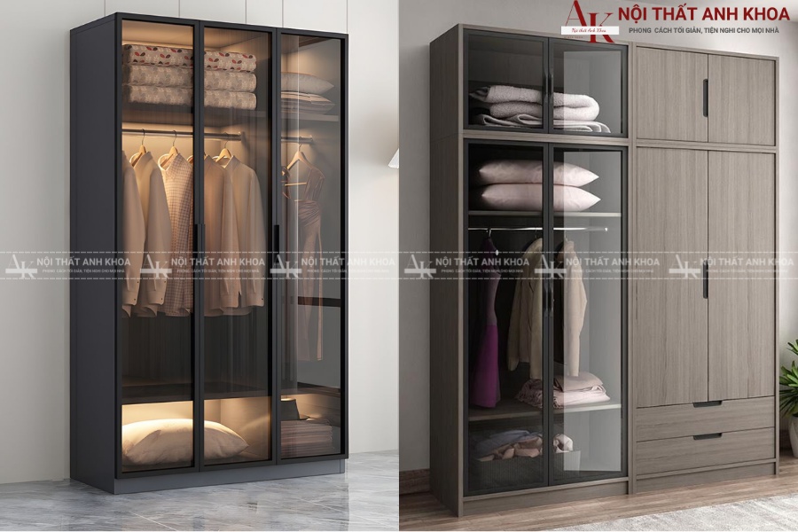 Tủ quần áo 1m6 cánh kính sang trọng Tủ quần áo 1m6 cánh kính sang trọng