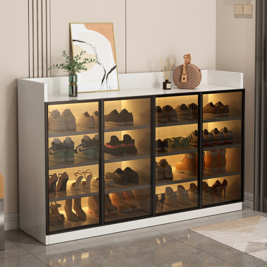 Tủ giày dép cánh kính gỗ MDF hiện đại giá tốt màu trắng Tủ giày dép cánh kính gỗ MDF hiện đại giá tốt màu trắng