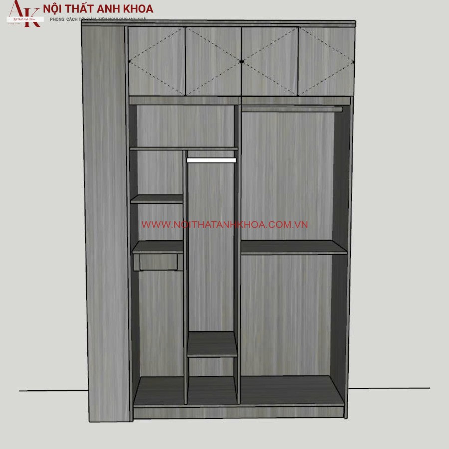 Ngăn chứa tiện lợi, rộng rãi của tủ quần áo gỗ công nghiệp MDF giá tốt Ngăn chứa tiện lợi, rộng rãi của tủ quần áo gỗ công nghiệp MDF giá tốt