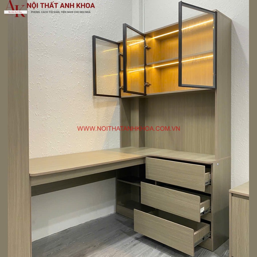 Bàn làm việc kết hợp kệ sách đẹp hiện đại Bàn làm việc kết hợp kệ sách đẹp hiện đại