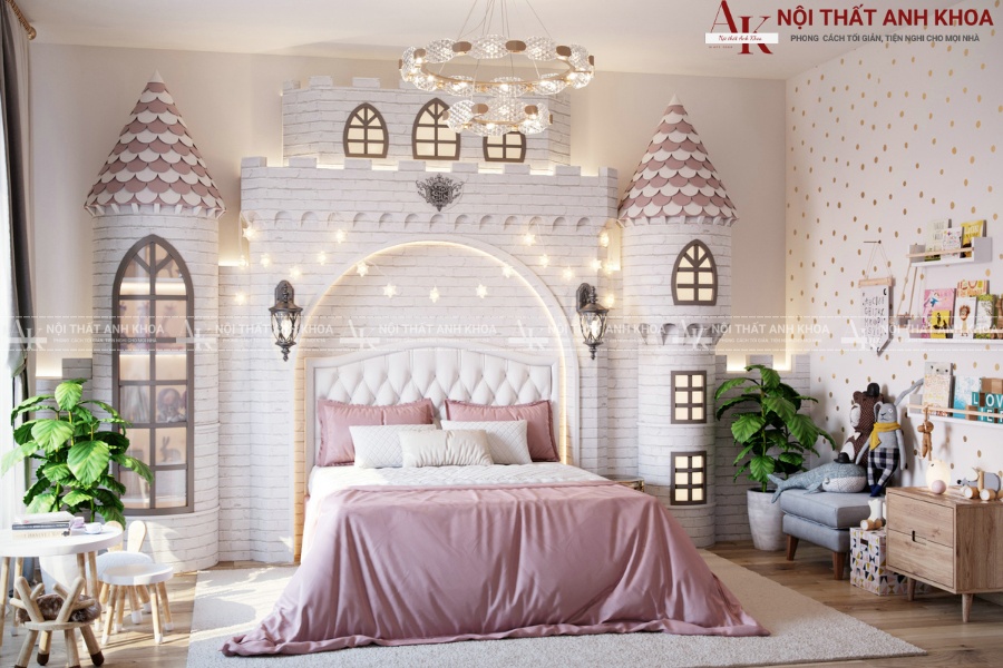 Phòng ngủ công chúa với giường ngủ hoàng gia Phòng ngủ công chúa với giường ngủ hoàng gia
