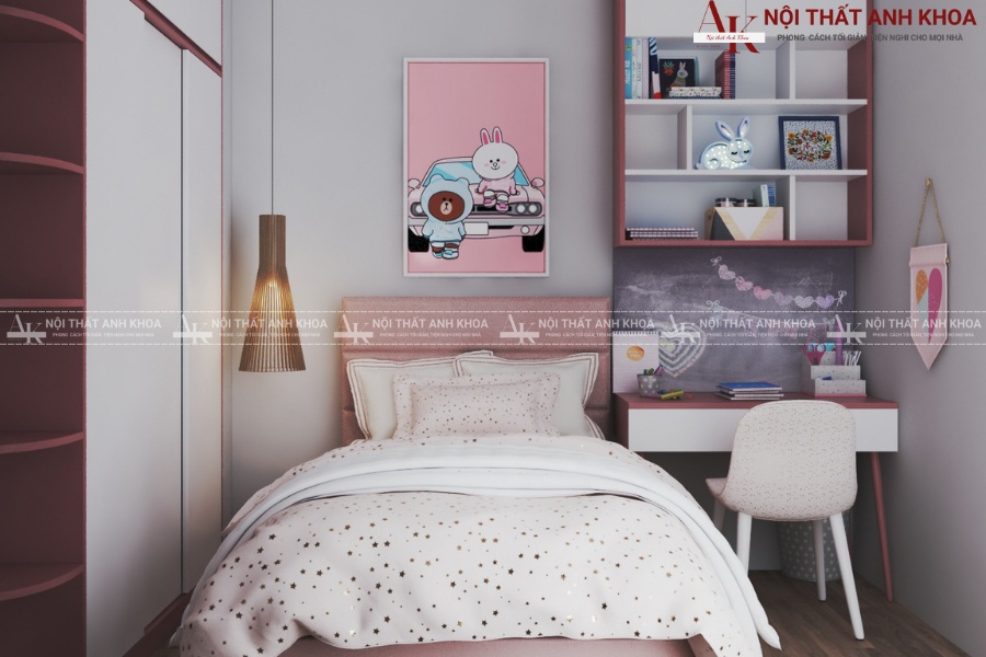 Phòng ngủ công chúa cho bé gái với nội thất thông minh Phòng ngủ công chúa cho bé gái với nội thất thông minh