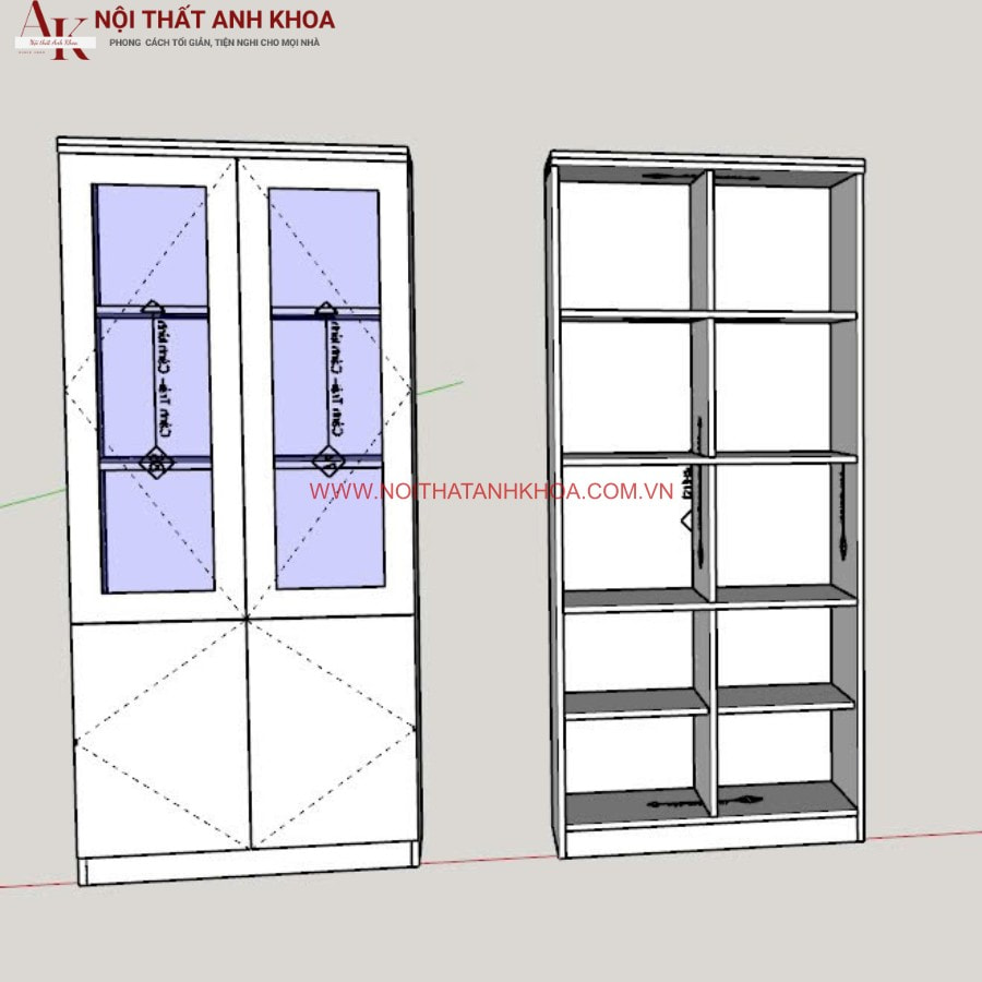 Tủ hồ sơ gỗ công nghiệp MDF kết hợp cánh kính