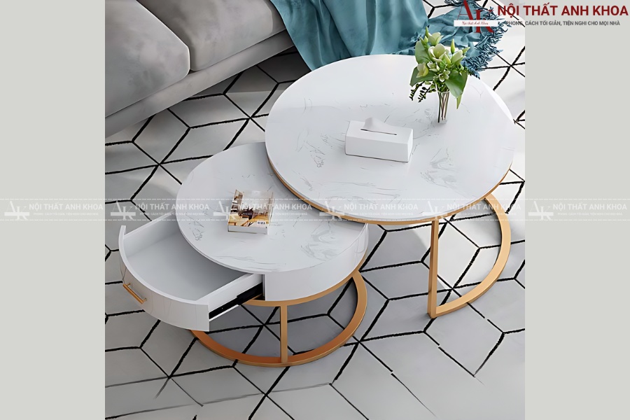 Bàn sofa tròn đa năng kèm ngăn kéo tiện lợi Bàn sofa tròn đa năng kèm ngăn kéo tiện lợi