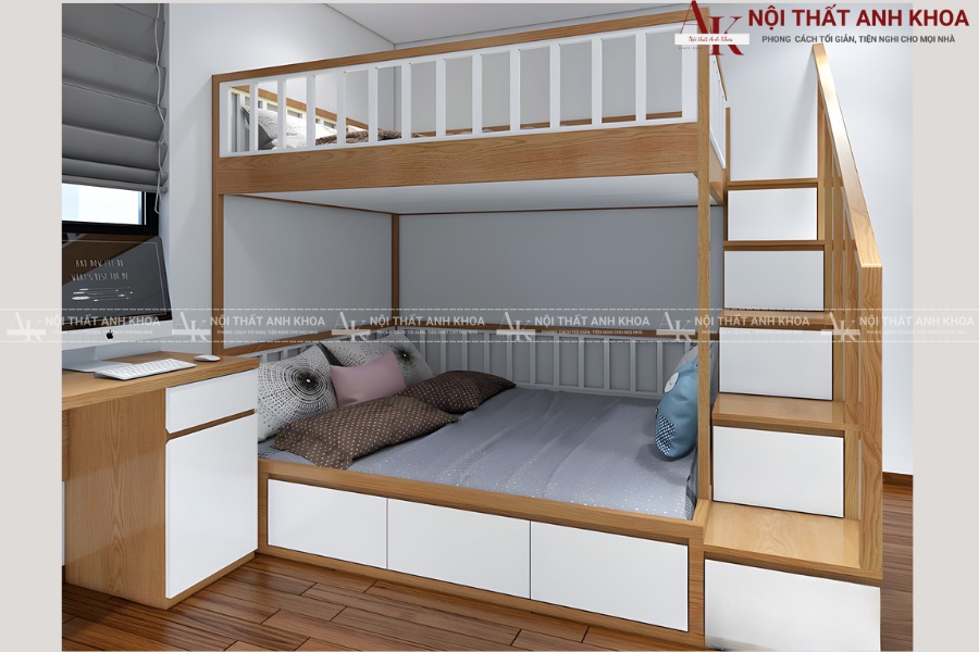 Giường tầng kèm ngăn kéo lưu trữ tiện lợi Giường tầng kèm ngăn kéo lưu trữ tiện lợi
