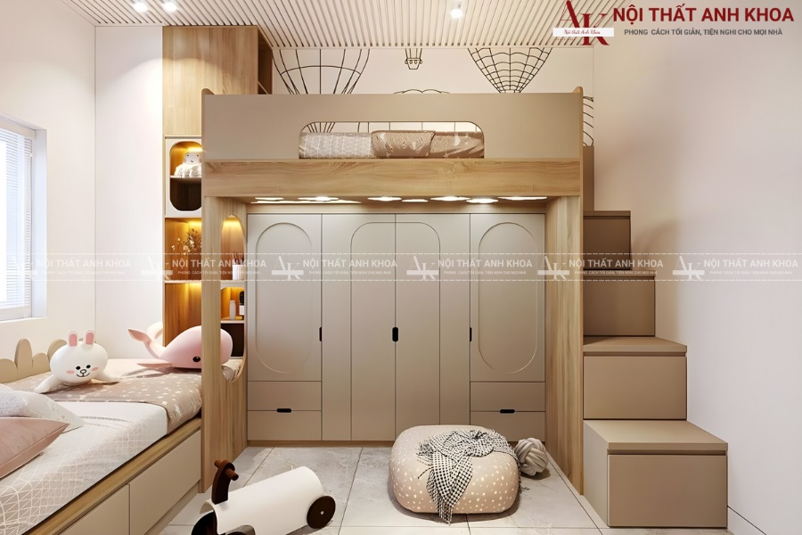 Giường tầng có ngăn kéo và tủ kèm theo Giường tầng có ngăn kéo và tủ kèm theo