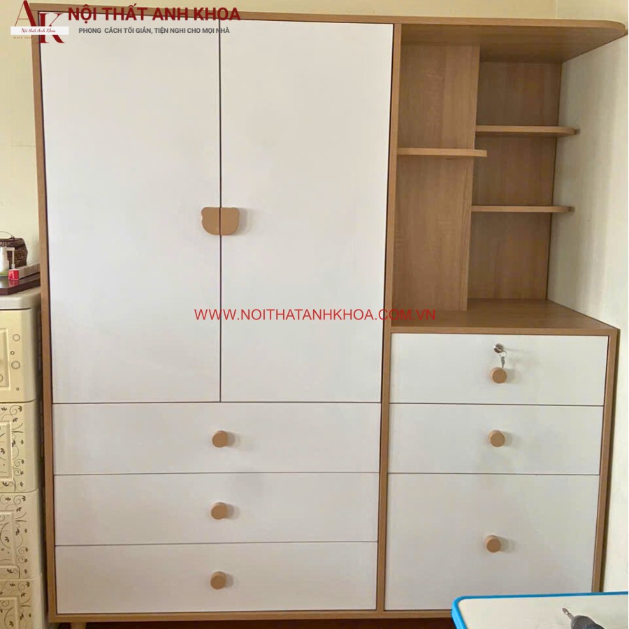 Tủ quần áo trẻ em gỗ MDF có kệ phối màu đẹp giá rẻ Tủ quần áo trẻ em gỗ MDF có kệ phối màu đẹp giá rẻ