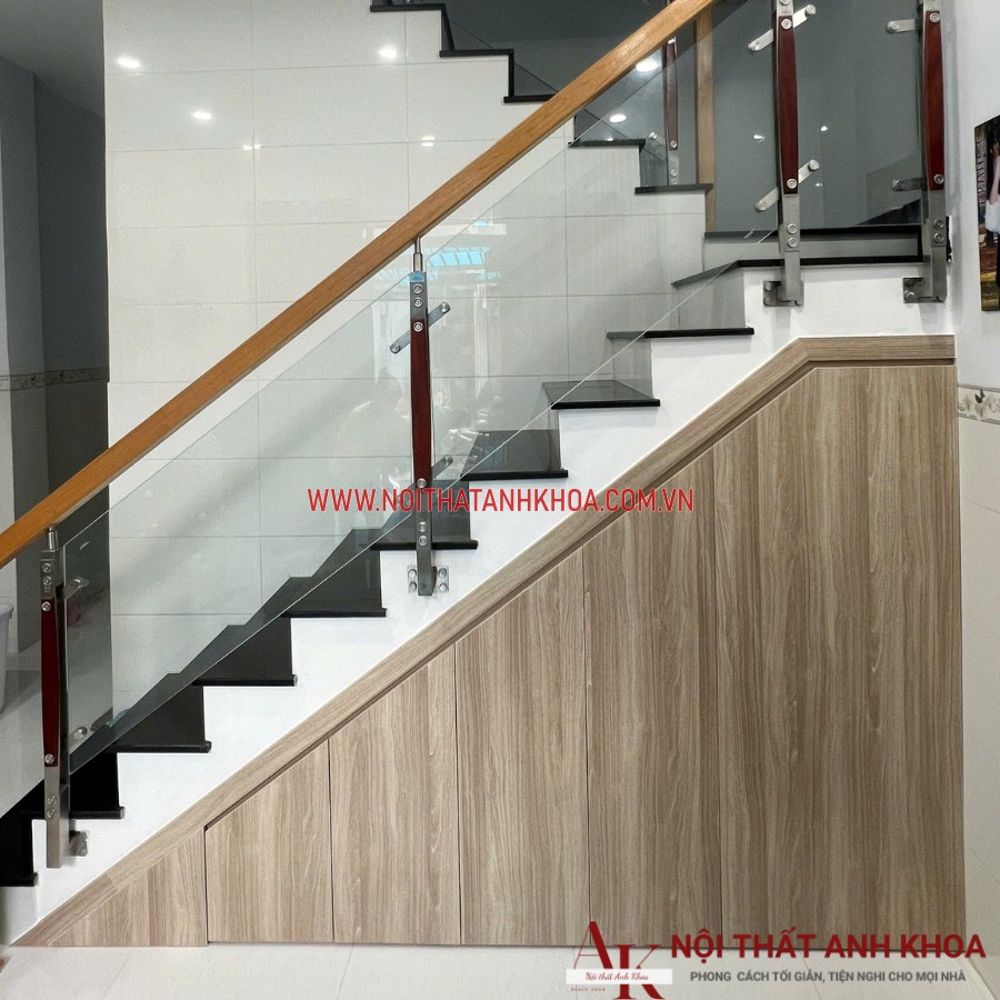 Mẫu tủ cầu thang phòng khách gỗ công nghiệp đẹp hiện đại Mẫu tủ cầu thang phòng khách gỗ công nghiệp đẹp hiện đại