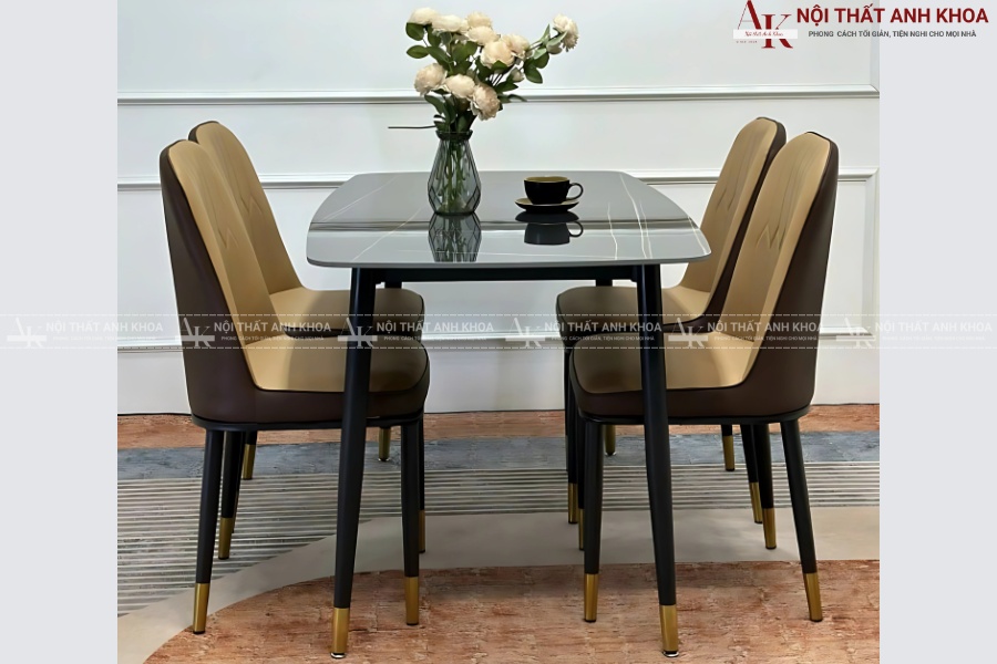 Bộ bàn ăn mặt đá 4 ghế - Phong cách hiện đại Bộ bàn ăn mặt đá 4 ghế - Phong cách hiện đại