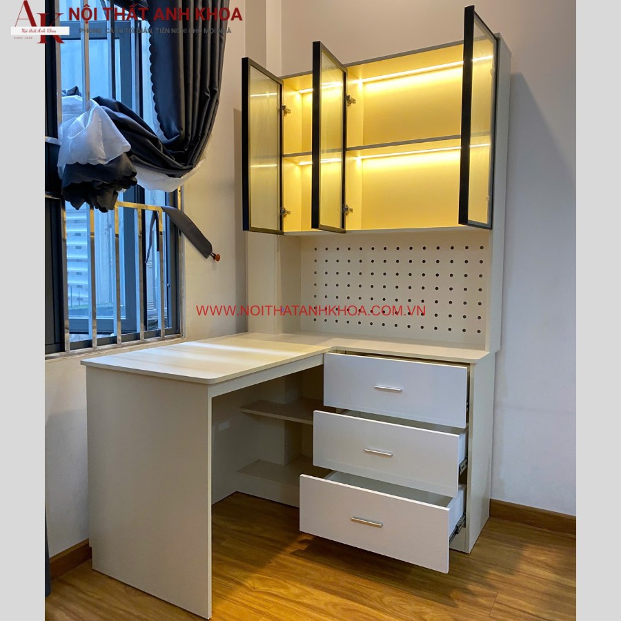 Bàn làm việc kết hợp kệ sách gỗ MDF bền đẹp Bàn làm việc kết hợp kệ sách gỗ MDF bền đẹp