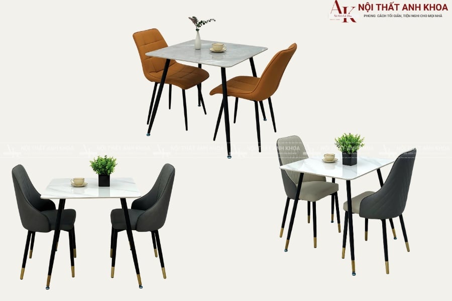 Bộ bàn ăn 2 ghế mặt đá sang chảnh cho nhà phố Bộ bàn ăn 2 ghế mặt đá sang chảnh cho nhà phố