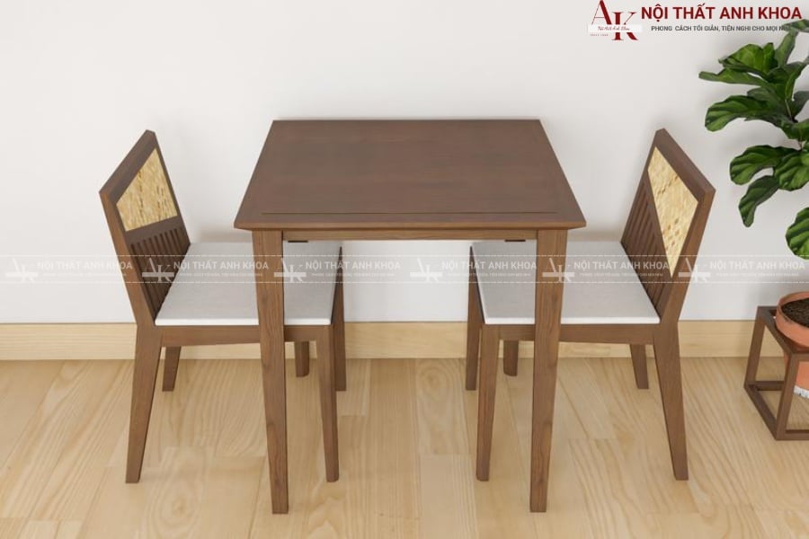 Bàn ăn 2 ghế gỗ tự nhiên - Ấm cúng và bền đẹp Bàn ăn 2 ghế gỗ tự nhiên - Ấm cúng và bền đẹp