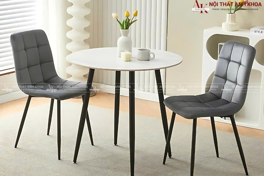 Bộ bàn ăn 2 ghế mặt đá chân sắt hiện đại Bộ bàn ăn 2 ghế mặt đá chân sắt hiện đại