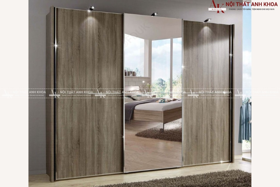 Tủ quần áo cửa lùa 3 cánh kết hợp gương soi Tủ quần áo cửa lùa 3 cánh kết hợp gương soi