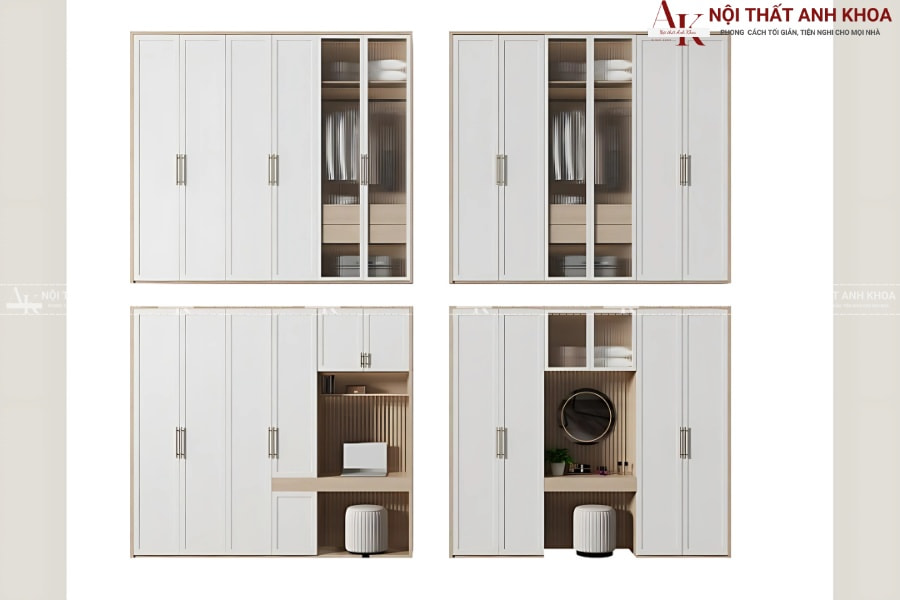 Tủ quần áo kết hợp bàn trang điểm gỗ công nghiệp hiện đại Tủ quần áo kết hợp bàn trang điểm gỗ công nghiệp hiện đại