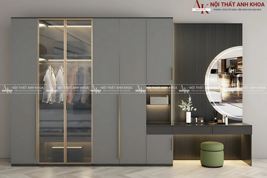 Tủ quần áo kết hợp bàn trang điểm đa năng cho phòng ngủ hiện đại Tủ quần áo kết hợp bàn trang điểm đa năng cho phòng ngủ hiện đại