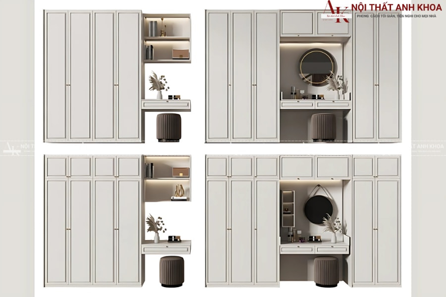 Tủ áo kèm bàn trang điểm tiện lợi, tiết kiệm không gian Tủ áo kèm bàn trang điểm tiện lợi, tiết kiệm không gian