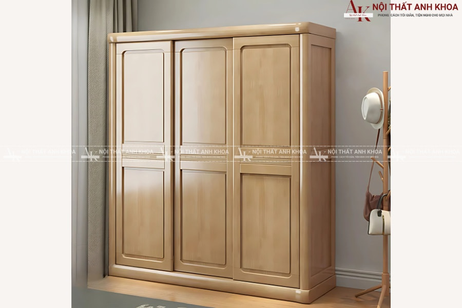 Thiết kế tủ áo cửa lùa 3 cánh gỗ tự nhiên - Vẻ đẹp, mộc mạc Thiết kế tủ áo cửa lùa 3 cánh gỗ tự nhiên - Vẻ đẹp, mộc mạc