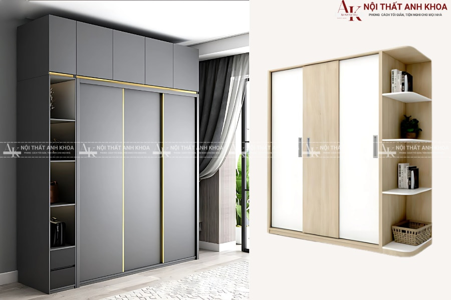Mẫu tủ quần áo kết hợp bàn trang điểm kịch trần Mẫu tủ quần áo kết hợp bàn trang điểm kịch trần