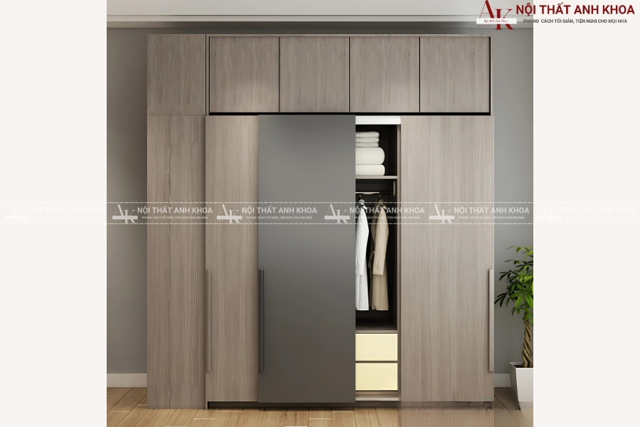 Tủ quần áo cửa lùa 3 cánh phong cách tối giản Bắc Âu Tủ quần áo cửa lùa 3 cánh phong cách tối giản Bắc Âu