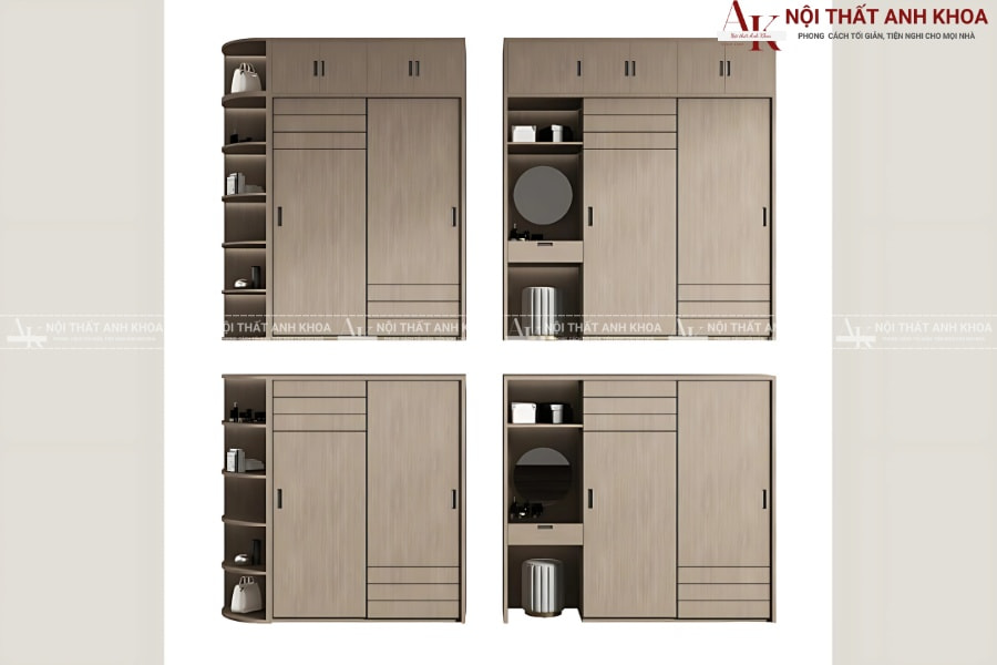 Tủ quần áo có bàn trang điểm phong cách tối giản Tủ quần áo có bàn trang điểm phong cách tối giản