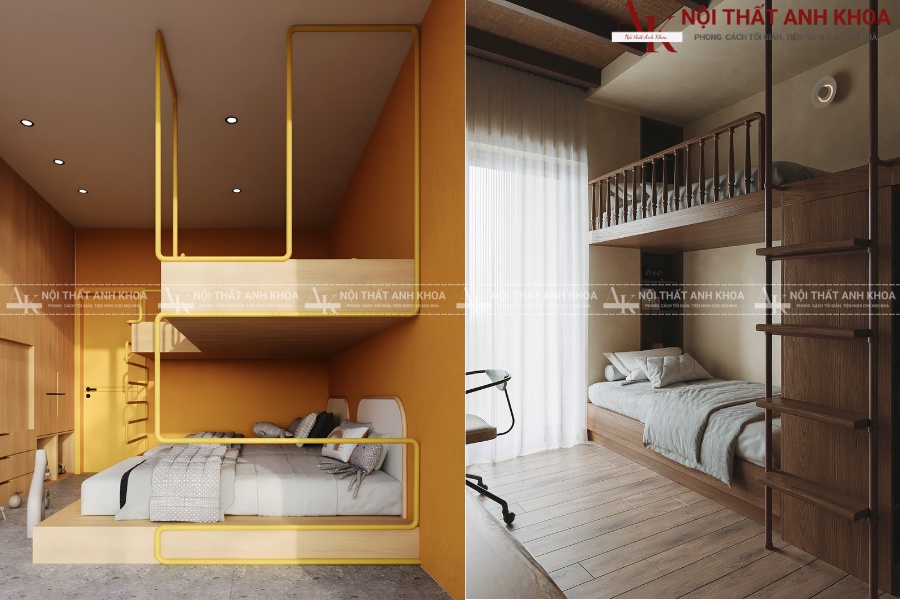 Giường tầng 2m gỗ công nghiệp MDF lõi xanh chống ẩm Giường tầng 2m gỗ công nghiệp MDF lõi xanh chống ẩm