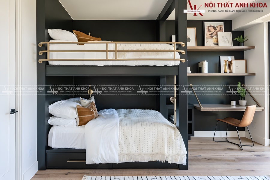 Giường tầng người lớn 2m kèm bàn học - Tiện lợi, tiện nghi Giường tầng người lớn 2m kèm bàn học - Tiện lợi, tiện nghi