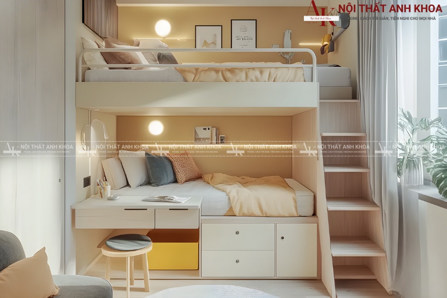 Giường tầng 2m phong cách hiện đại, sang trọng Giường tầng 2m phong cách hiện đại, sang trọng