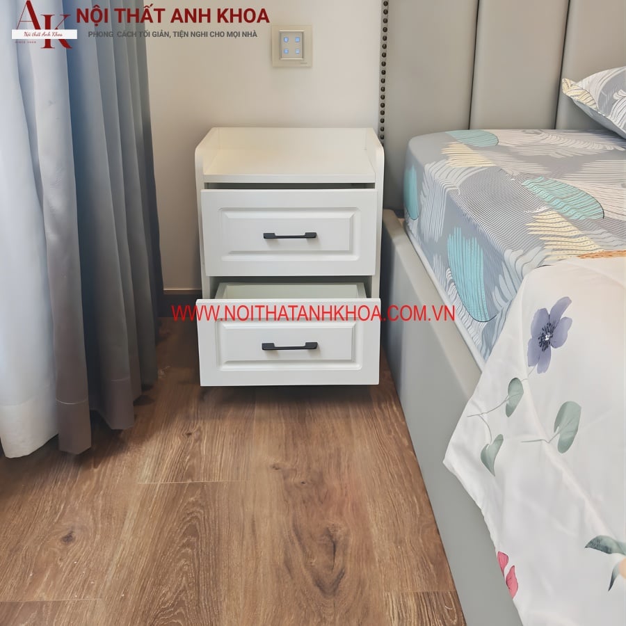 Ngăn kéo tủ để đầu giường gỗ công nghiệp màu trắng đẹp Ngăn kéo tủ để đầu giường gỗ công nghiệp màu trắng đẹp