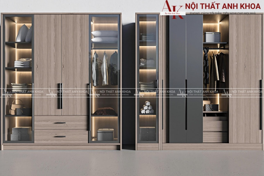 Mẫu tủ quần áo gỗ MDF thông minh tiện lợi