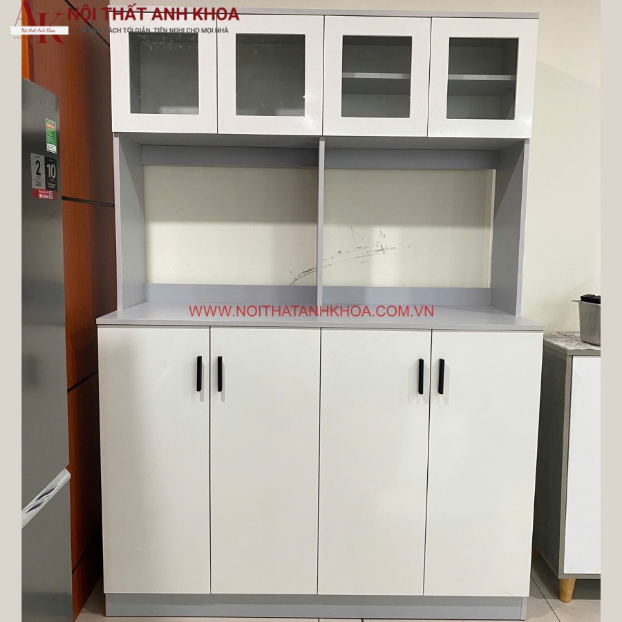 Tủ chén bát gỗ MDF phối màu tinh tế, hiện đại Tủ chén bát gỗ MDF phối màu tinh tế, hiện đại