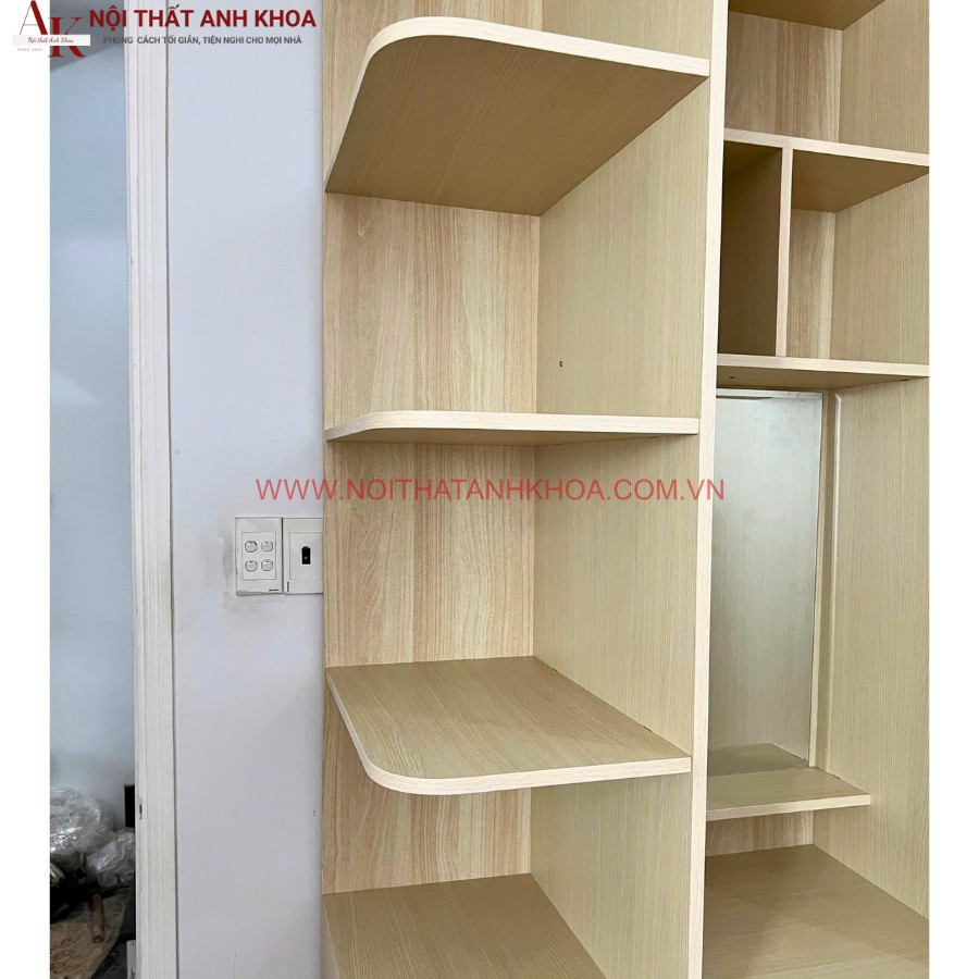 Tủ quần áo kết hợp bàn trang điểm gỗ MDF hiện đại Tủ quần áo kết hợp bàn trang điểm gỗ MDF hiện đại