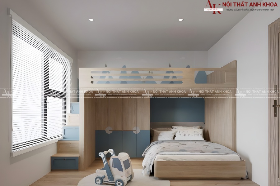 Mẫu giường tầng đẹp có tủ quần áo tiện lợi Mẫu giường tầng đẹp có tủ quần áo tiện lợi