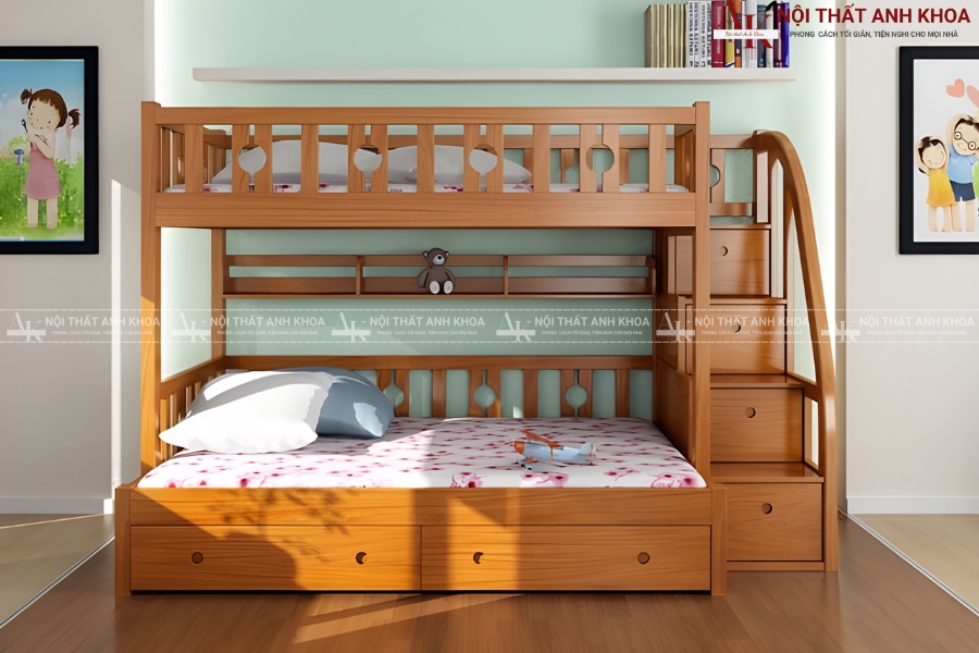 Giường tầng gỗ tự nhiên - Đẹp từng chi tiết Giường tầng gỗ tự nhiên - Đẹp từng chi tiết