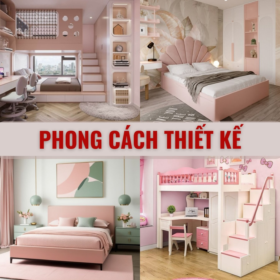 Phong cách thiết kế giường ngủ gỗ công nghiệp cho bé gái Phong cách thiết kế giường ngủ gỗ công nghiệp cho bé gái