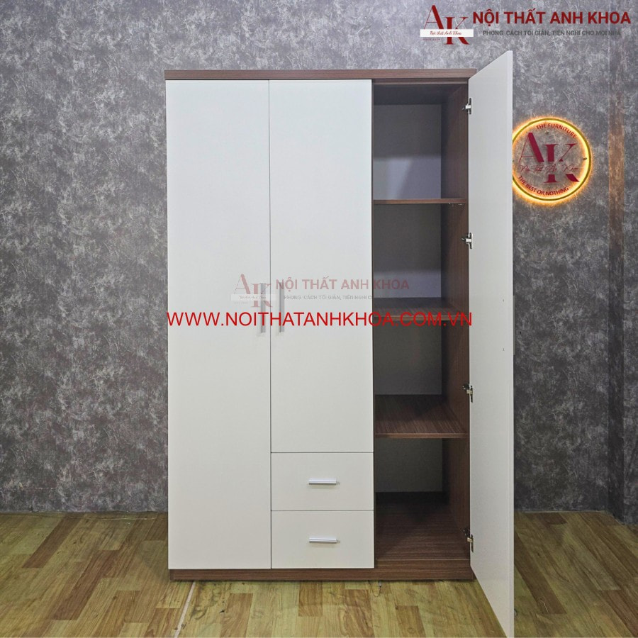 Tủ quần áo màu nâu vân gỗ phối cánh trắng đẹp hiện đại Tủ quần áo màu nâu vân gỗ phối cánh trắng đẹp hiện đại
