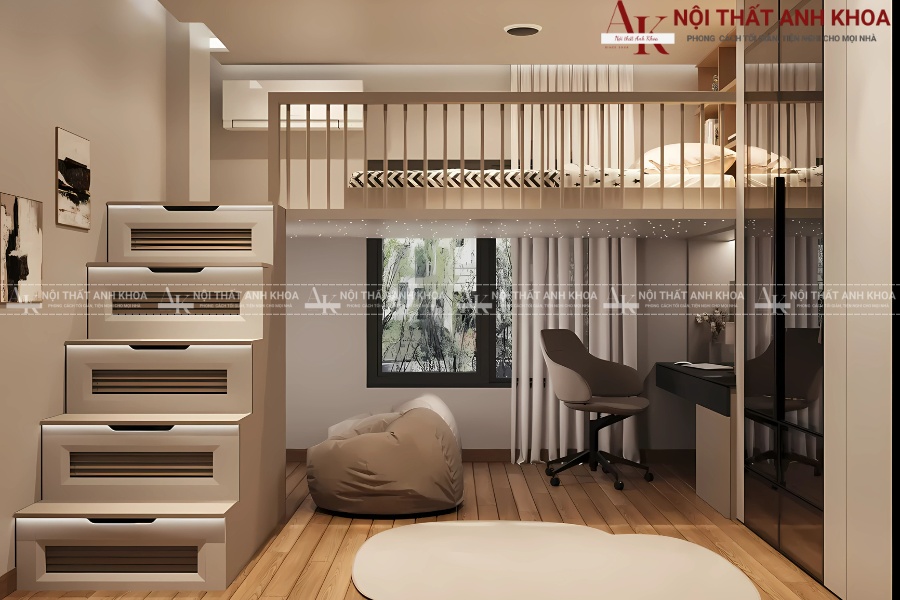 Giường tầng gỗ MDF - Phòng trẻ em hiện đại, tinh tế Giường tầng gỗ MDF - Phòng trẻ em hiện đại, tinh tế