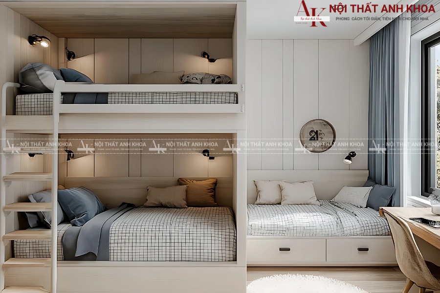 Nội thất giường tầng gỗ MDF - An toàn cho trẻ em Nội thất giường tầng gỗ MDF - An toàn cho trẻ em