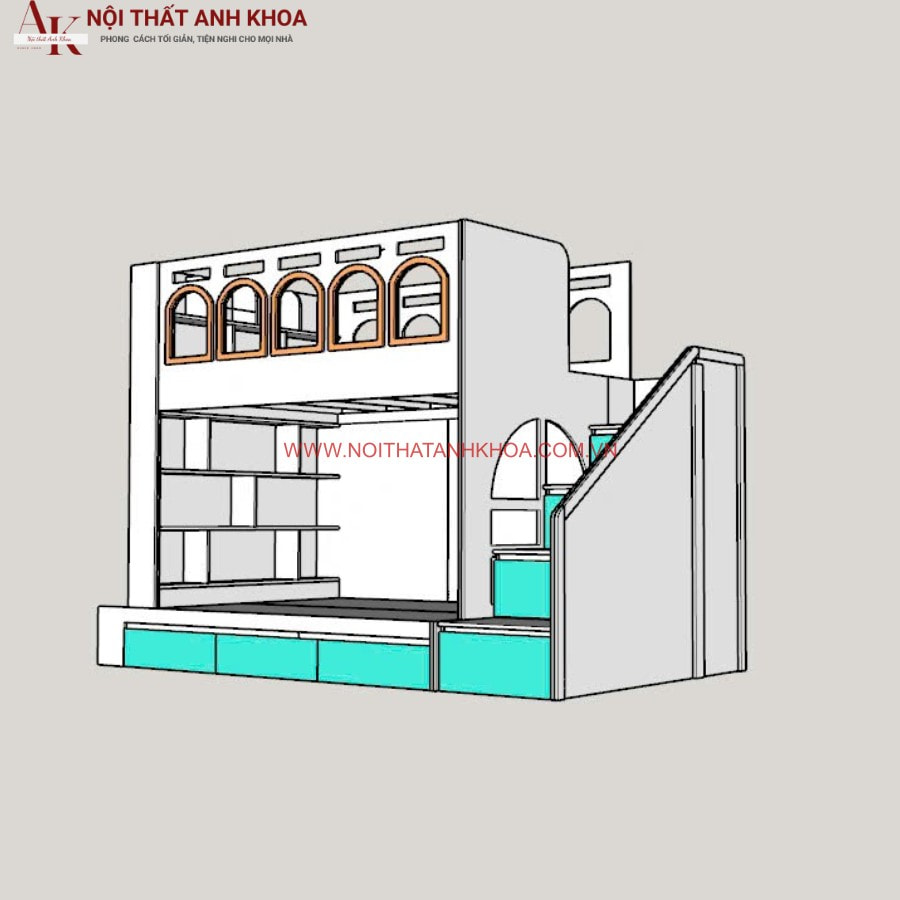 Giường tầng gỗ công nghiệp gam màu tươi sáng Giường tầng gỗ công nghiệp gam màu tươi sáng