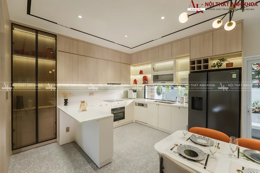 Tủ bếp chữ L có cửa sổ - Không gian bếp thoáng mát, tiện nghi Tủ bếp chữ L có cửa sổ - Không gian bếp thoáng mát, tiện nghi